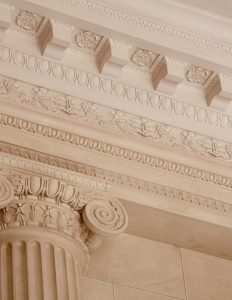 Finished project showcasing cornicing, fluted columns and capitals